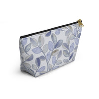 Cherry Plum Leaves Accessory Pouch w T-bottom in Blue